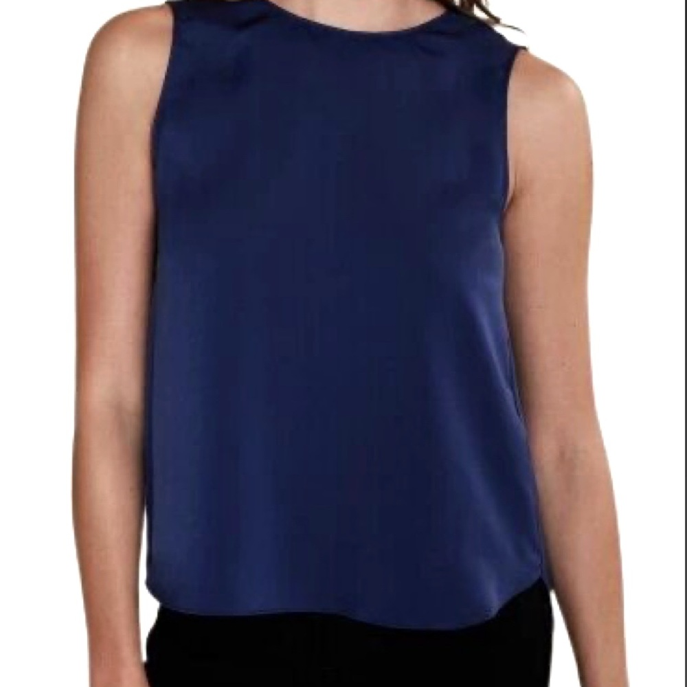 Banana Republic Navy Blue Tank Top Classic Shell with Crew Neckline